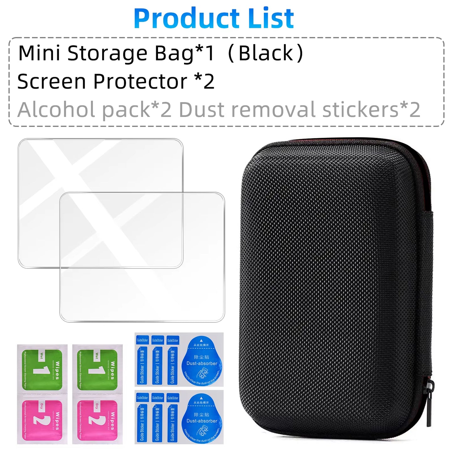 Glass+Bag for R36S/R35S Screen Protector Tempered Glass Film & EVA Portable Storage Case R36S Console Protector Accessories Set